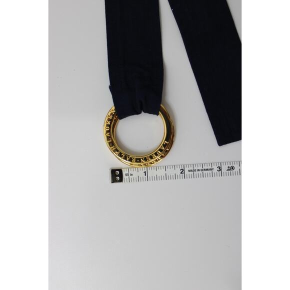 Ralph Lauren Gold & Navy Double O-Ring Ribbon Fabric One Size - Picture 9 of 9